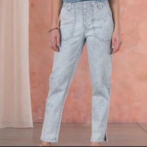 Sundance Catalog Womens Emberly Jeans Railroad Stripe Stretch High Rise Taper 4